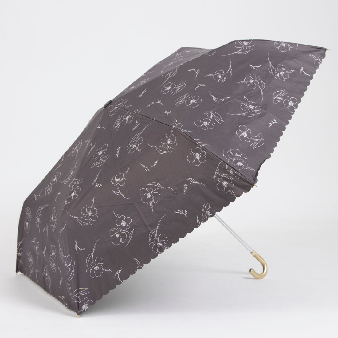 オールウェイグッドタイムニューベーシックストア ALWAYS GOOD TIME NEW BASIC STORE 【一級遮光・晴雨兼用】UV折たたみ傘/日傘 リリカ （チャコールグレー） チャコールグレー