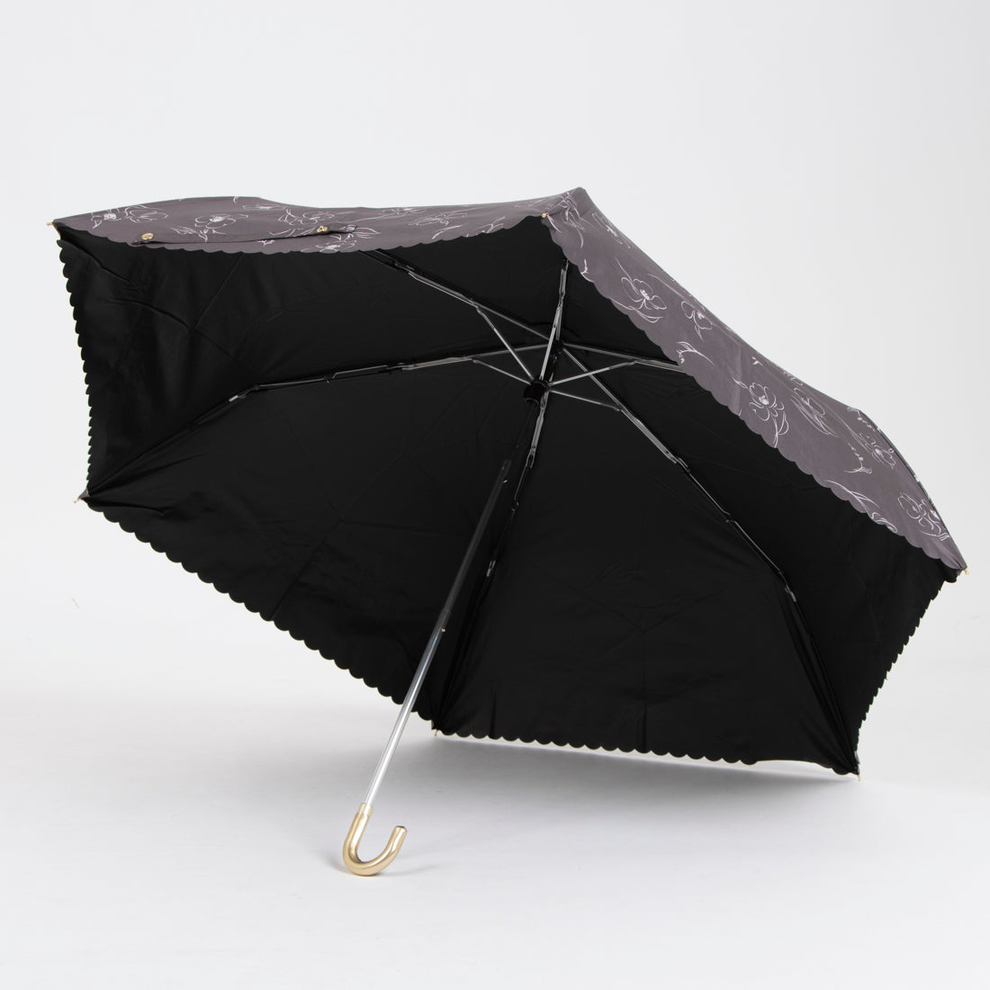 オールウェイグッドタイムニューベーシックストア ALWAYS GOOD TIME NEW BASIC STORE 【一級遮光・晴雨兼用】UV折たたみ傘/日傘 リリカ （チャコールグレー） チャコールグレー