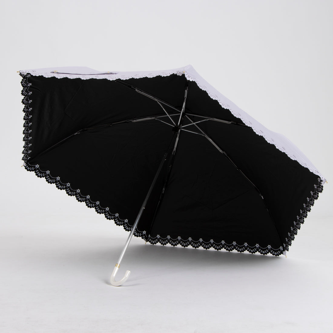 オールウェイグッドタイムニューベーシックストア ALWAYS GOOD TIME NEW BASIC STORE 【一級遮光・晴雨兼用】UV折りたたみ傘/日傘 フラワーヒートカット （ラベンダー） ラベンダー