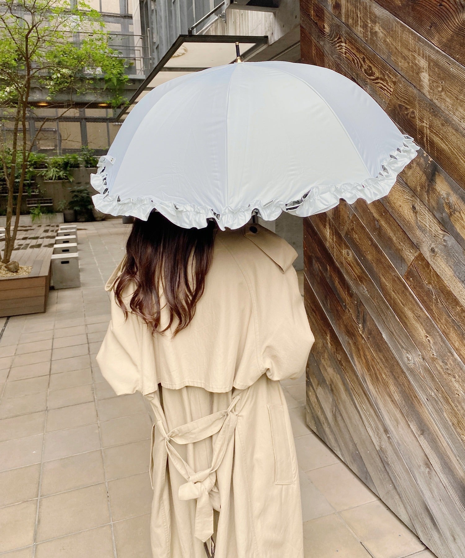 オールウェイグッドタイムニューベーシックストア ALWAYS GOOD TIME NEW BASIC STORE 【一級遮光・晴雨兼用】別注 UVフリルドーム日傘 （アイボリー） アイボリー