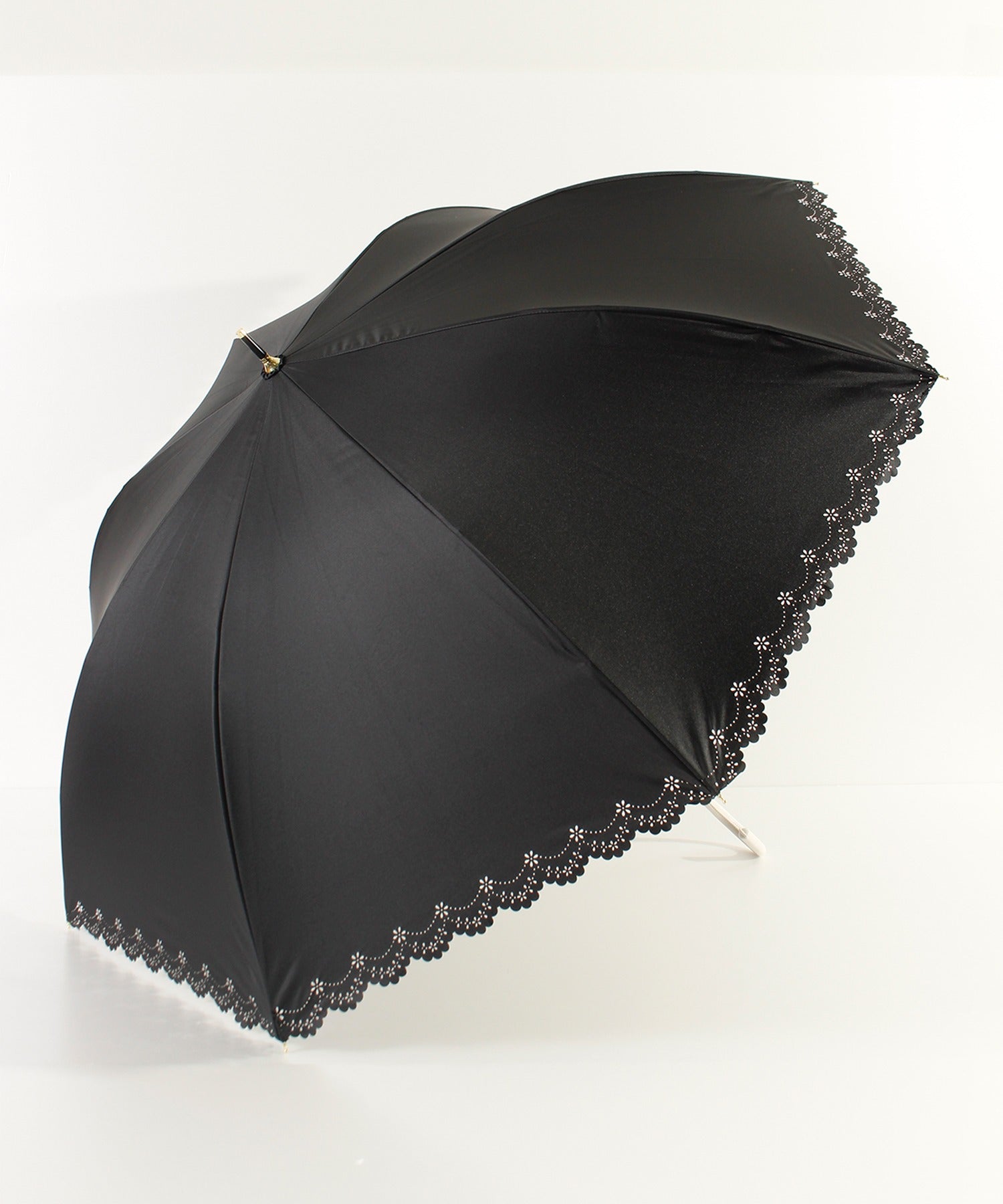 オールウェイグッドタイムニューベーシックストア ALWAYS GOOD TIME NEW BASIC STORE 【一級遮光・晴雨兼用】UV日傘/PARASOL/パラソル フラワーヒートカット （ブラック） ブラック