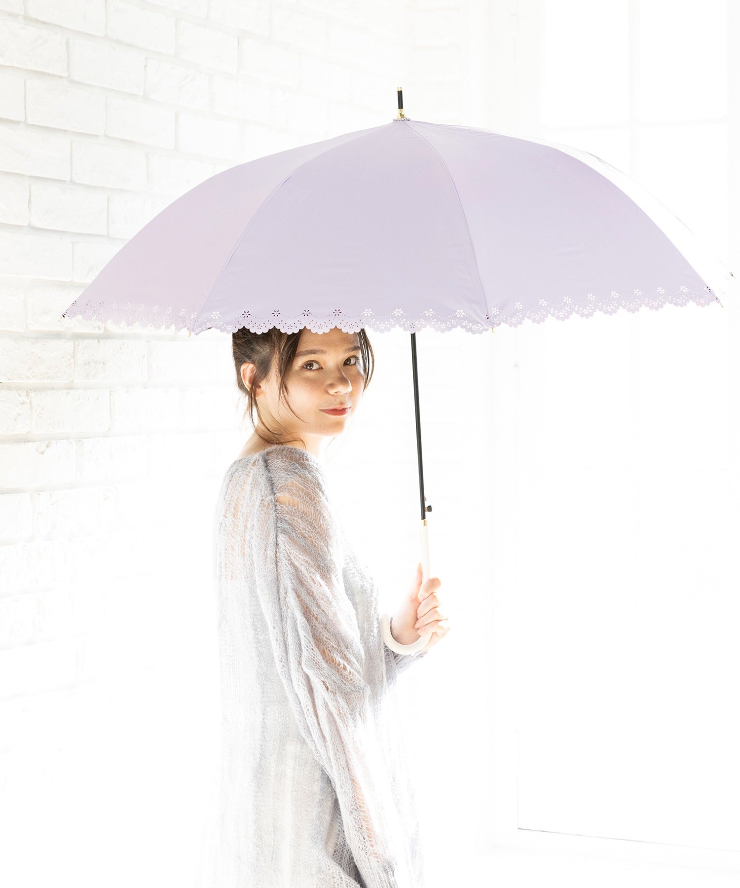 オールウェイグッドタイムニューベーシックストア ALWAYS GOOD TIME NEW BASIC STORE 【一級遮光・晴雨兼用】UV日傘/PARASOL/パラソル フラワーヒートカット （ラベンダー） ラベンダー