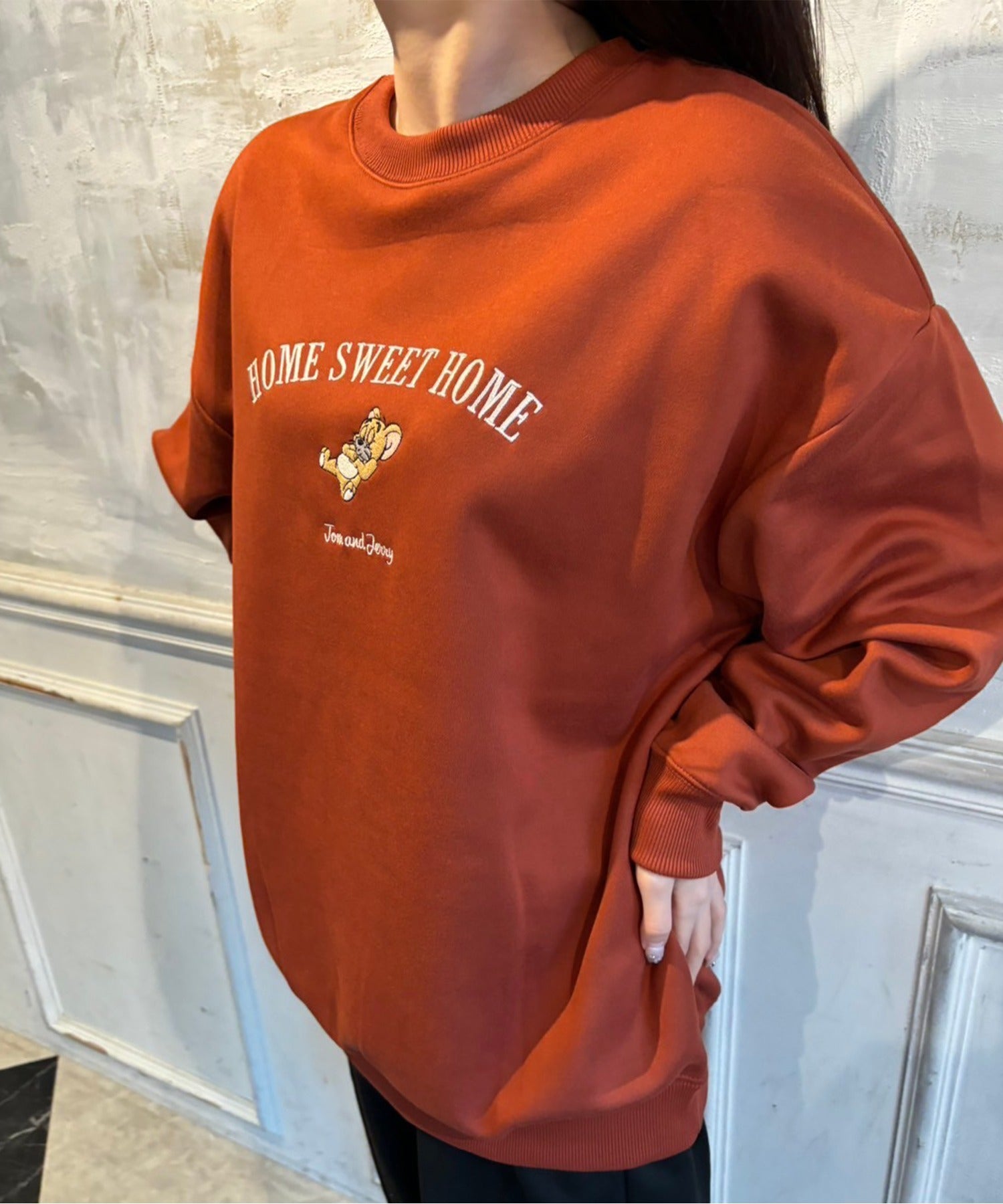ALLWAY GOOD TIME NEW BASIC STORE 【TOM & JERRY】 Mochiri Ura Shaggy Embroidered BIG Crew Trainer