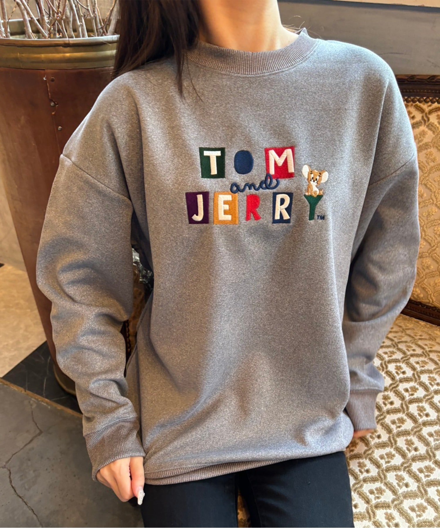 ALLWAY GOOD TIME NEW BASIC STORE 【TOM & JERRY】 Mochiri Ura Shaggy Embroidered BIG Crew Trainer
