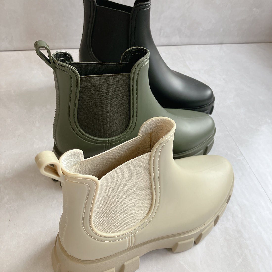 ヌーベル ヴォーグ リラックス Noubel Voug Relax 防水 晴雨兼用 サイドゴア ショート レインブーツ （ブラック） ブラック