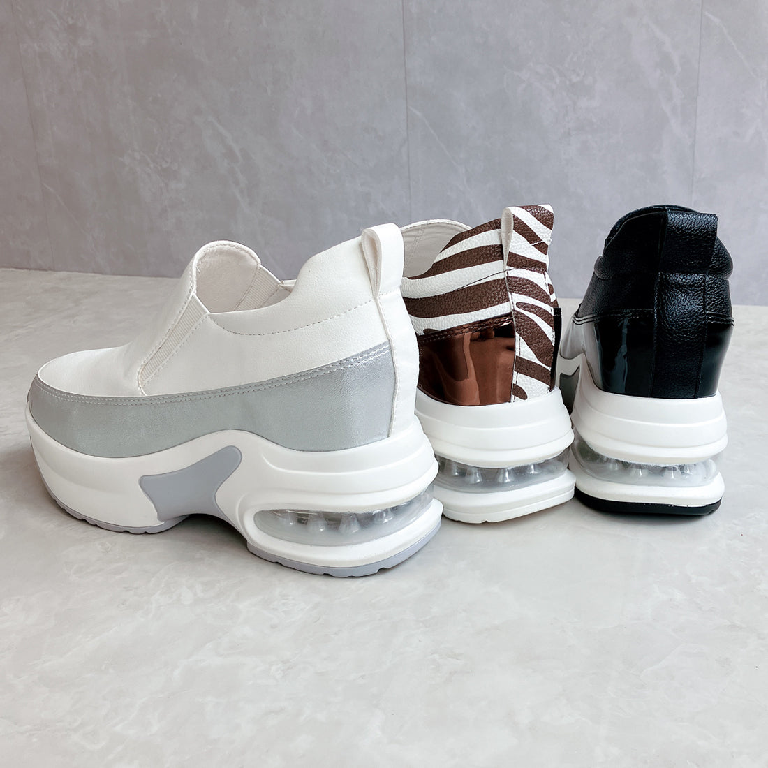 ヌーベル ヴォーグ リラックス Noubel Voug Relax ふわモコ 軽量 厚底エア入りソール スタイリッシュスリッポン （ホワイト/シルバー） ホワイト/シルバー