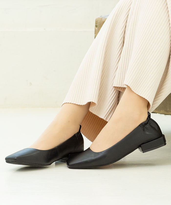 ヌーベル ヴォーグ リラックス Noubel Voug Relax オトナ ソフト シャーリング ローヒール パンプス,ブラック