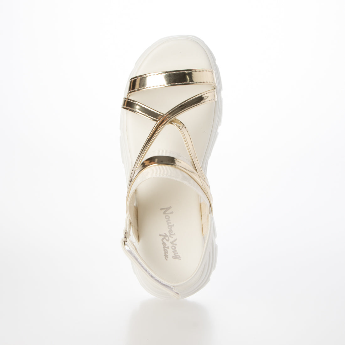 ヌーベル ヴォーグ リラックス Noubel Voug Relax ゴールドストラップボリュームソールスポーツサンダル （ホワイト） ホワイト