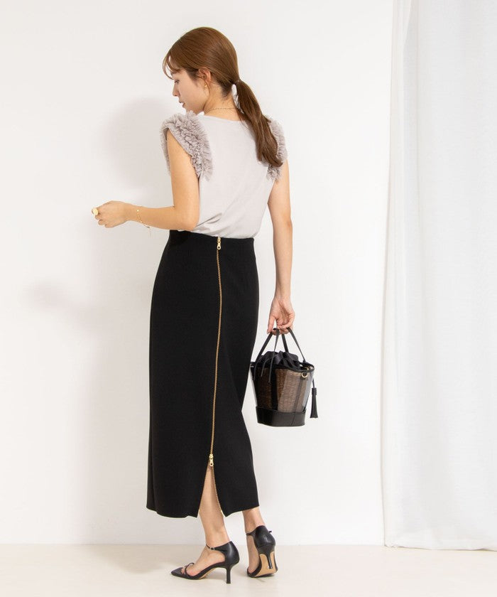 ノーリーズソフィー NOLLEY'S sophi ボンディングジョーゼット両前ロングSK （グレーベージュ） グレーベージュ