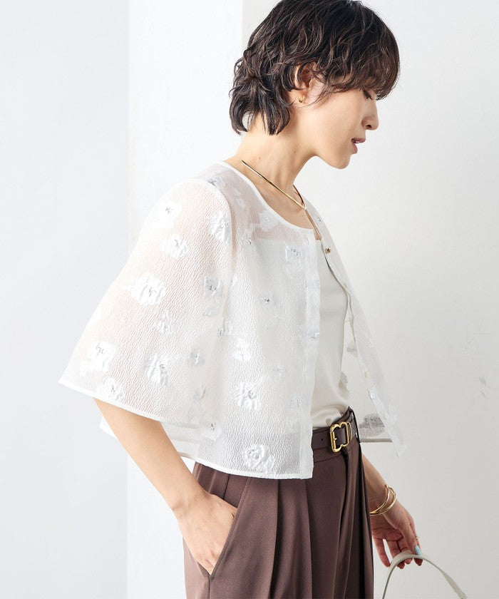 ノーリーズソフィー NOLLEY'S sophi ラメフラワージャガードBL （ブラック・グレー系1） ブラック・グレー系1