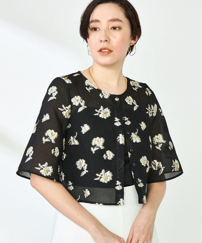 ノーリーズソフィー NOLLEY'S sophi ラメフラワージャガードBL （ブラック・グレー系1） ブラック・グレー系1