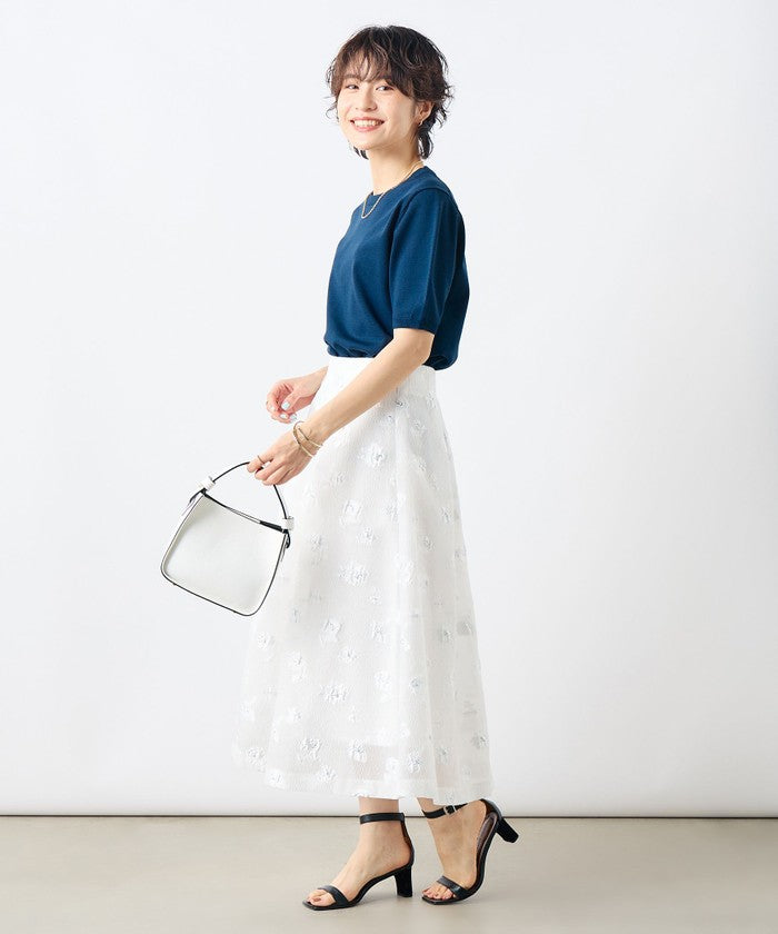 ノーリーズソフィー NOLLEY'S sophi ラメフラワージャガードフレアSK （ブラック・グレー系1） ブラック・グレー系1