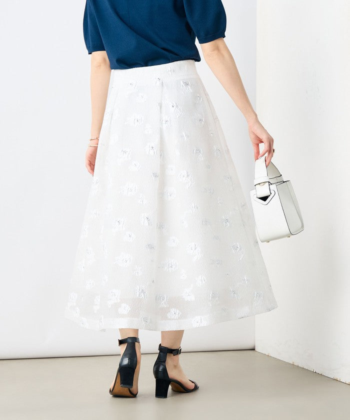 ノーリーズソフィー NOLLEY'S sophi ラメフラワージャガードフレアSK （ブラック・グレー系1） ブラック・グレー系1