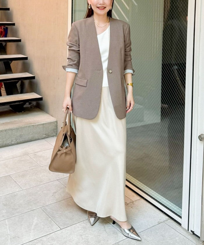 ノーリーズソフィー NOLLEY'S sophi ソフトシャンブレーノーカラーJK （カーキ） カーキ