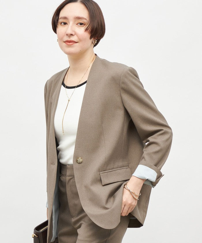 ノーリーズソフィー NOLLEY'S sophi ソフトシャンブレーノーカラーJK （カーキ） カーキ