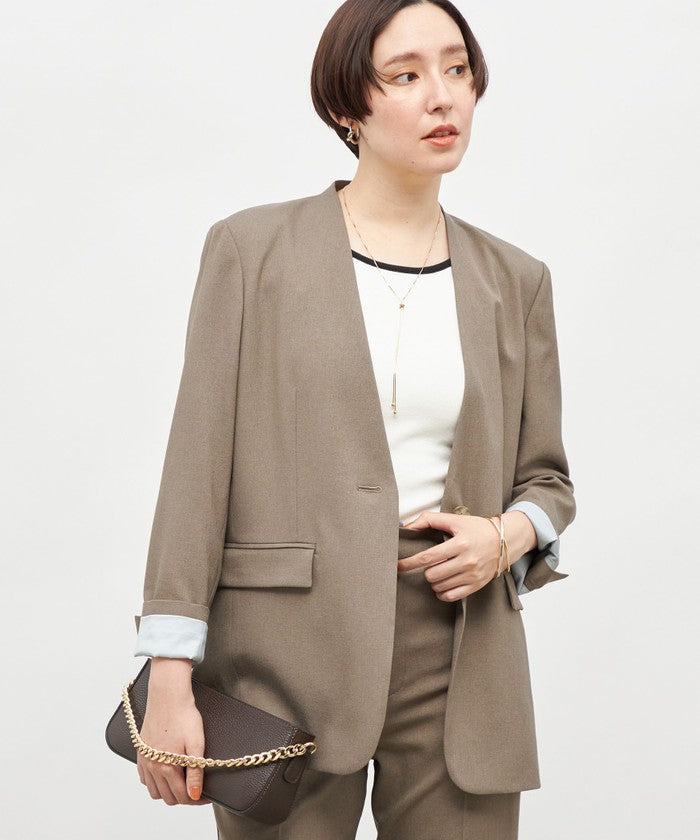 ノーリーズソフィー NOLLEY'S sophi ソフトシャンブレーノーカラーJK （カーキ） カーキ