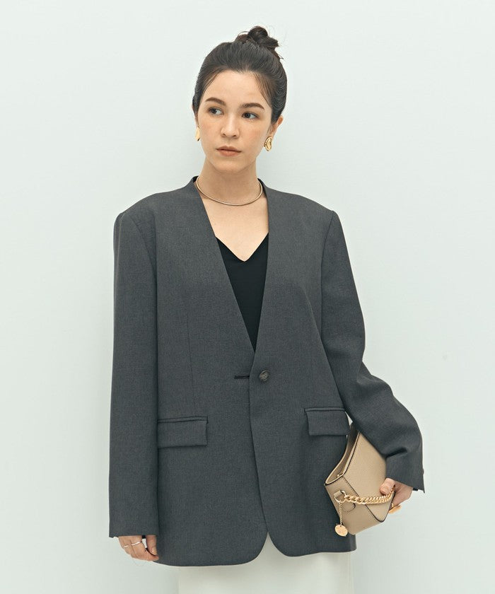 ノーリーズソフィー NOLLEY'S sophi ソフトシャンブレーノーカラーJK （カーキ） カーキ