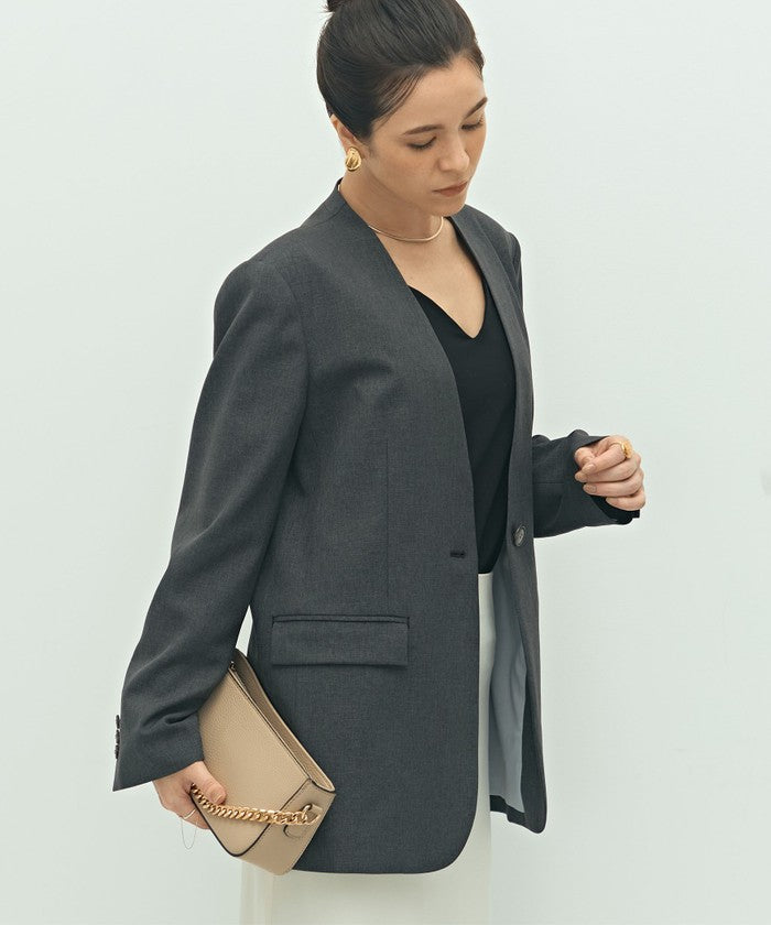 ノーリーズソフィー NOLLEY'S sophi ソフトシャンブレーノーカラーJK （カーキ） カーキ