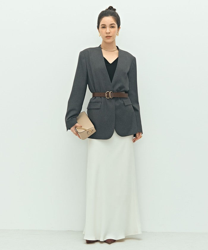 ノーリーズソフィー NOLLEY'S sophi ソフトシャンブレーノーカラーJK （カーキ） カーキ