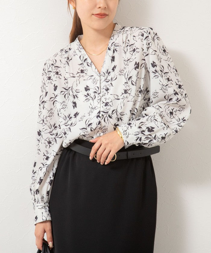 ノーリーズソフィー NOLLEY'S sophi ジョーゼットVネックBL （ホワイト系2） ホワイト系2