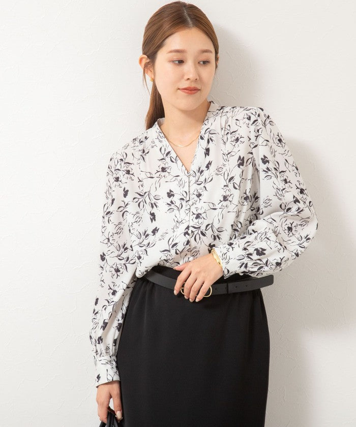 ノーリーズソフィー NOLLEY'S sophi ジョーゼットVネックBL （ホワイト系2） ホワイト系2