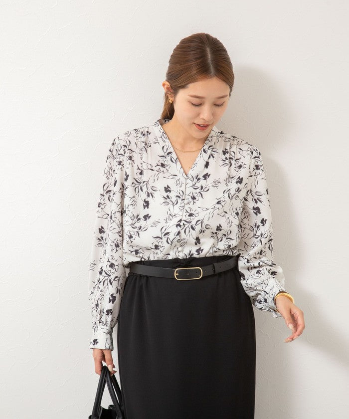 ノーリーズソフィー NOLLEY'S sophi ジョーゼットVネックBL （ホワイト系2） ホワイト系2