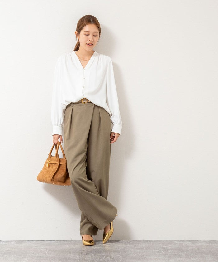 ノーリーズソフィー NOLLEY'S sophi ジョーゼットVネックBL （ホワイト系2） ホワイト系2