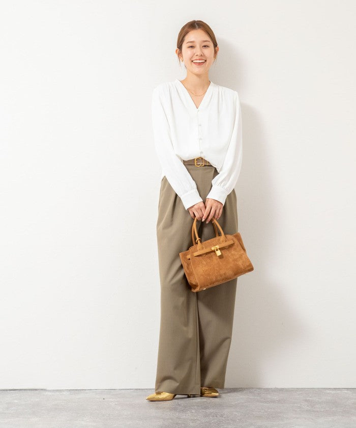 ノーリーズソフィー NOLLEY'S sophi ジョーゼットVネックBL （ホワイト系2） ホワイト系2