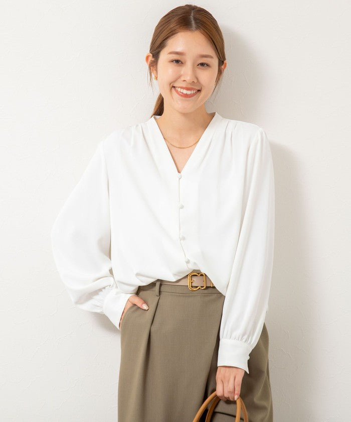 ノーリーズソフィー NOLLEY'S sophi ジョーゼットVネックBL （ホワイト系2） ホワイト系2