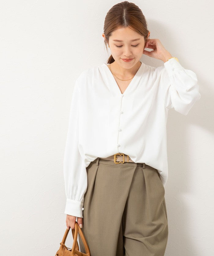 ノーリーズソフィー NOLLEY'S sophi ジョーゼットVネックBL （ホワイト系2） ホワイト系2