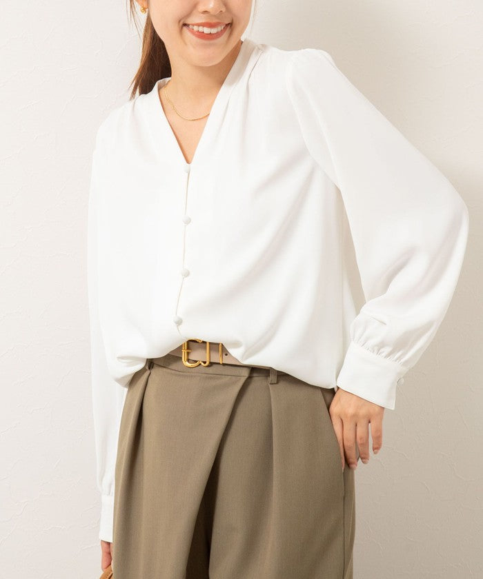 ノーリーズソフィー NOLLEY'S sophi ジョーゼットVネックBL （ホワイト系2） ホワイト系2