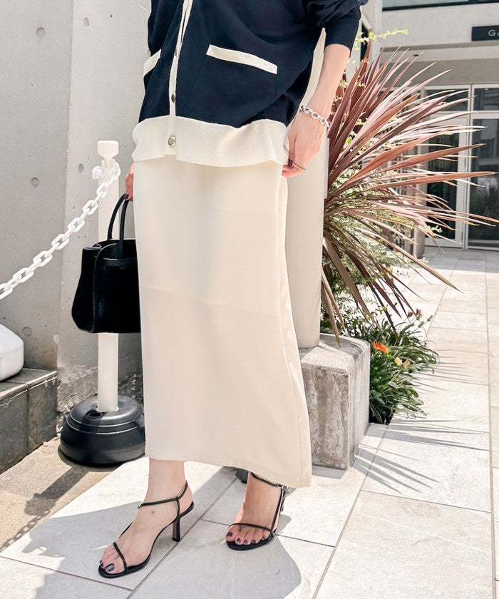 ノーリーズソフィー NOLLEY'S sophi 《セットアップ対応》ウォッシャブルダブルサテンイージースカート （ネイビー） ネイビー