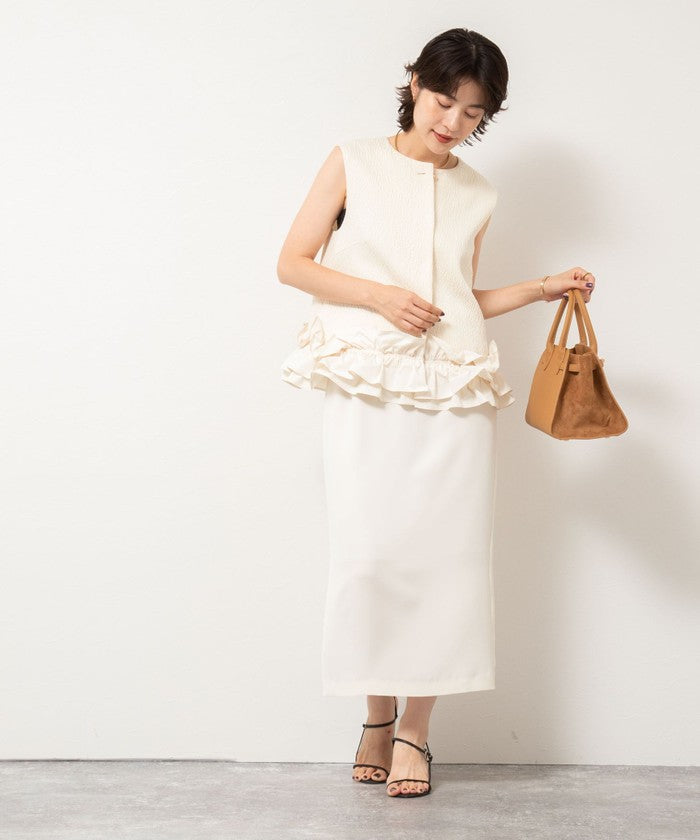 ノーリーズソフィー NOLLEY'S sophi 《セットアップ対応》ウォッシャブルダブルサテンイージースカート （ネイビー） ネイビー