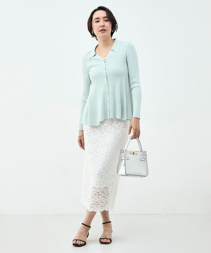 ノーリーズソフィー NOLLEY'S sophi リブフレアスキッパーポロ衿C/D （サックス） サックス
