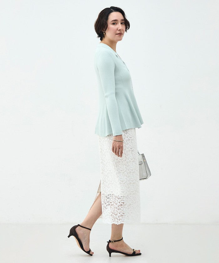 ノーリーズソフィー NOLLEY'S sophi リブフレアスキッパーポロ衿C/D （サックス） サックス