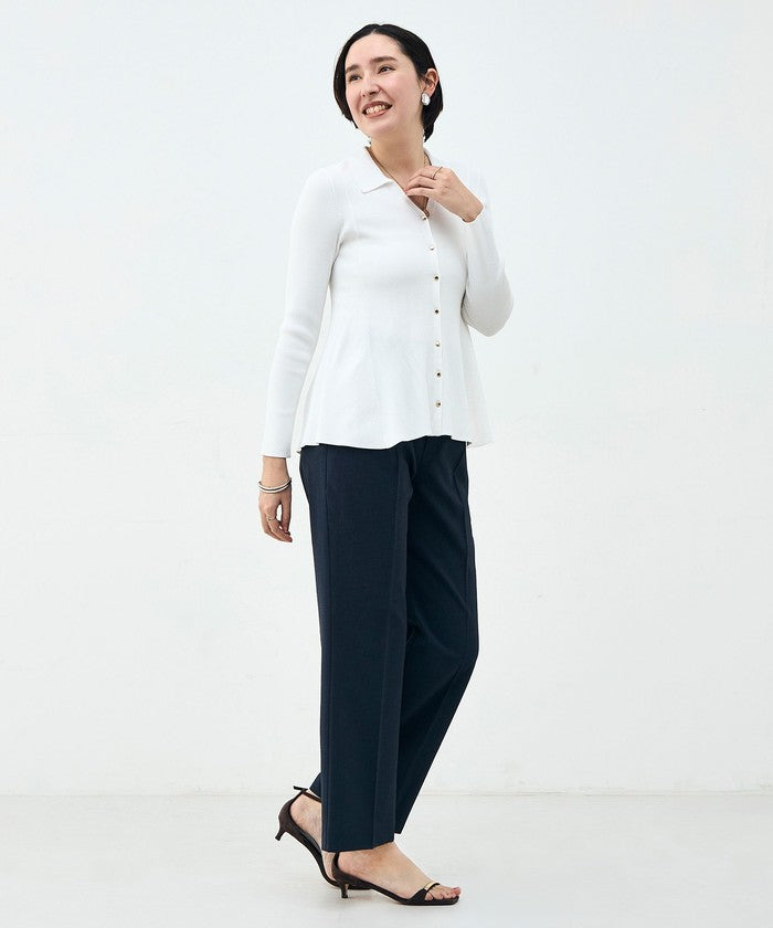 ノーリーズソフィー NOLLEY'S sophi リブフレアスキッパーポロ衿C/D （サックス） サックス