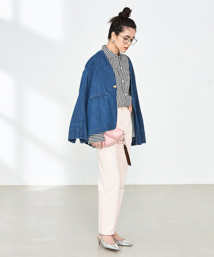 リエミラー Rie Miller 【RM denim】刺繍入りジャケット風デニムシャツ （インディゴブルー） インディゴブルー