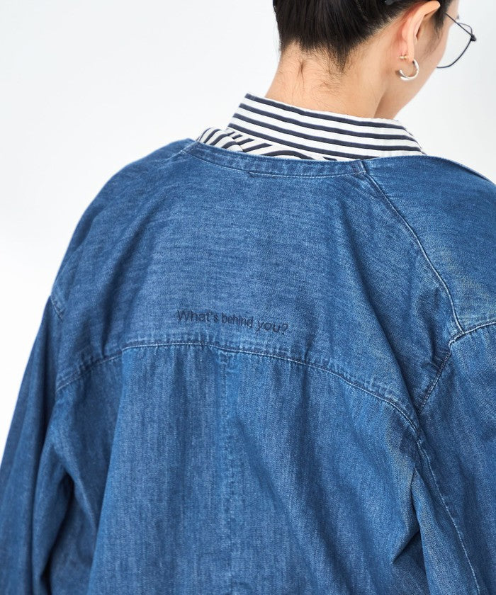 リエミラー Rie Miller 【RM denim】刺繍入りジャケット風デニムシャツ （インディゴブルー） インディゴブルー