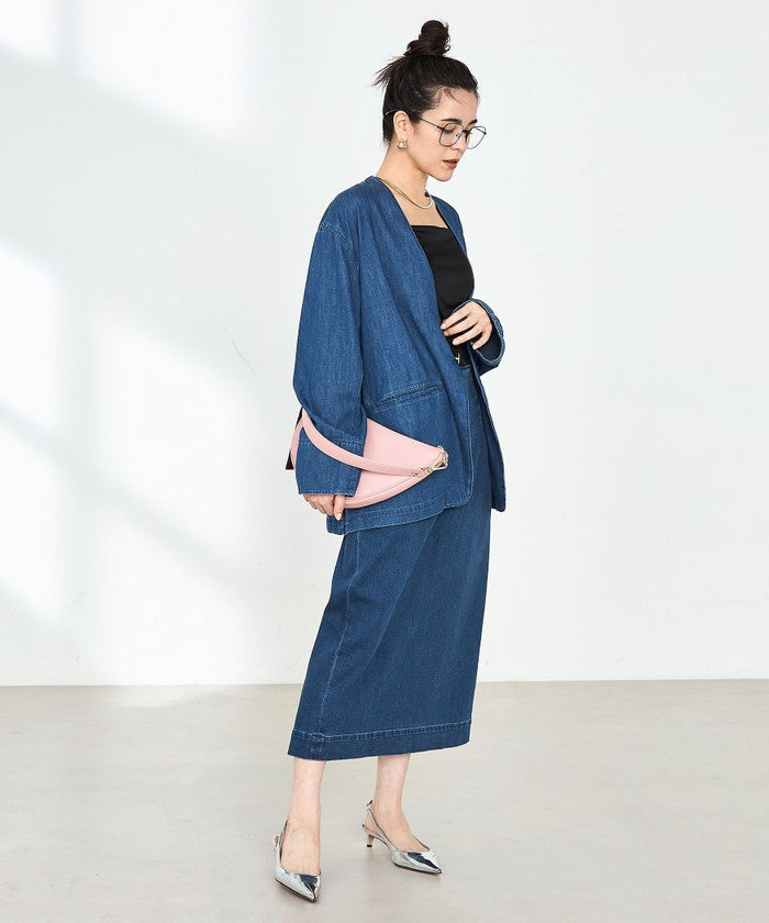 リエミラー Rie Miller 【RM denim】刺繍入りジャケット風デニムシャツ （インディゴブルー） インディゴブルー