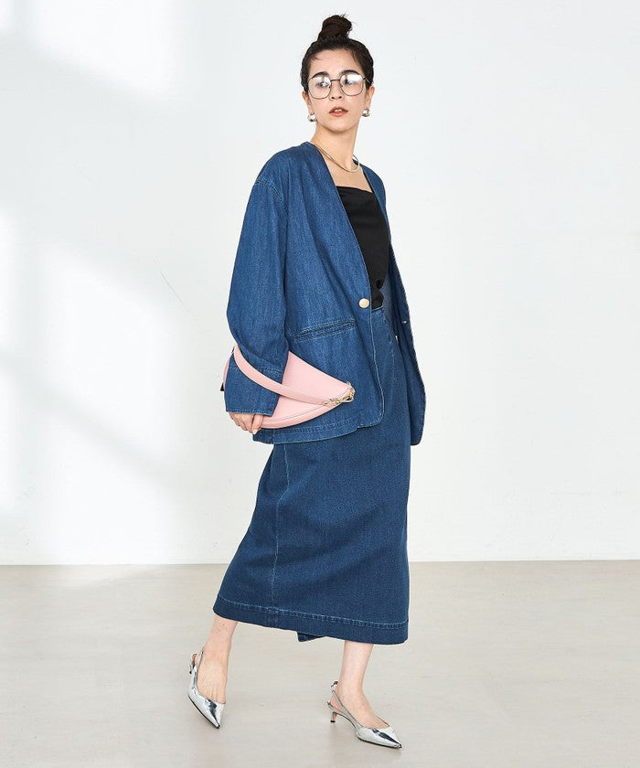 リエミラー Rie Miller 【RM denim】刺繍入りジャケット風デニムシャツ （インディゴブルー） インディゴブルー