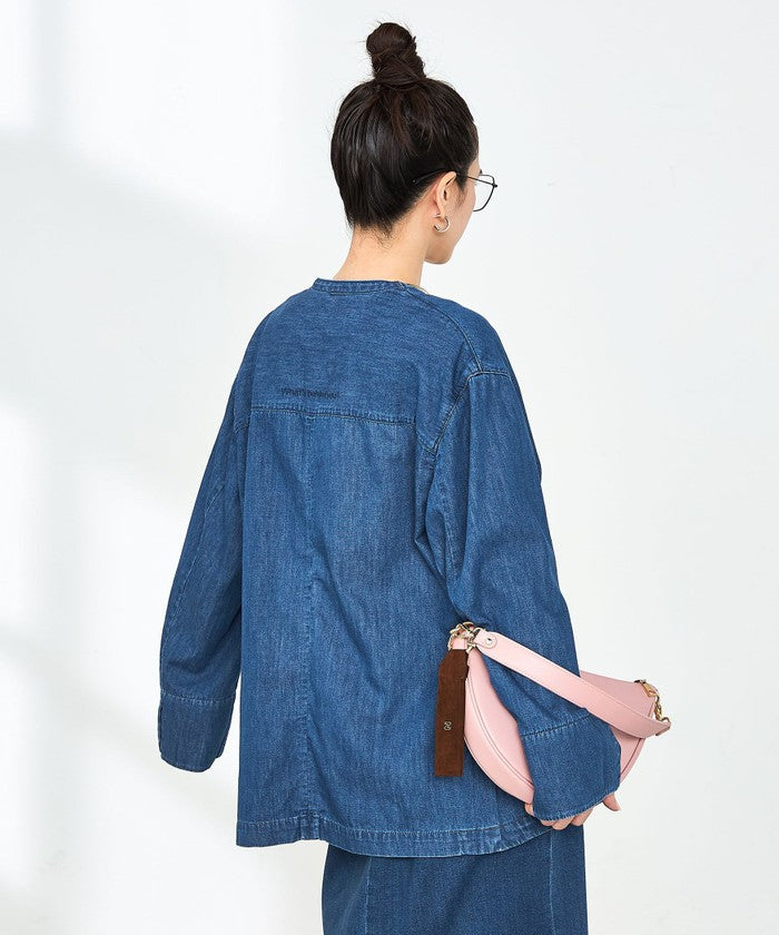リエミラー Rie Miller 【RM denim】刺繍入りジャケット風デニムシャツ （インディゴブルー） インディゴブルー
