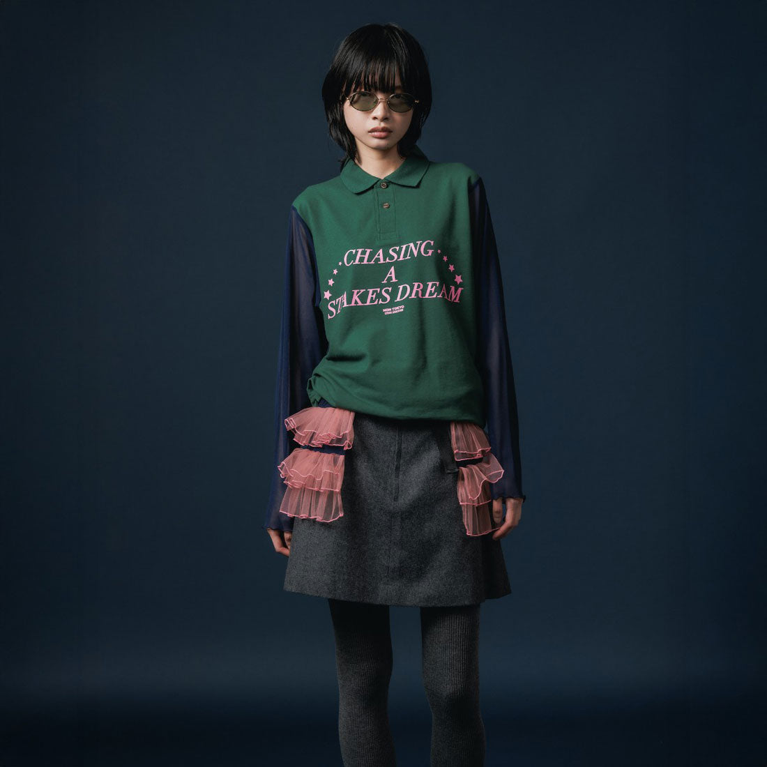 ノントーキョー NON TOKYO チュール フリル ベルト（TULLE FRILL BELT） （NAVY x PINK） NAVY x PINK