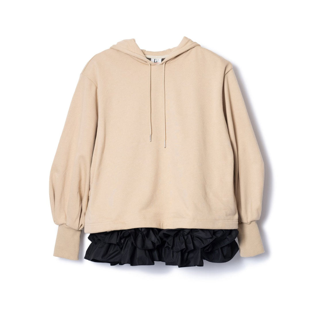 ノントーキョー NON TOKYO フリル ヘム スウェット フーディー（FRILL HEM SWEAT HOODIE） （BEIGE x BLACK） BEIGE x BLACK