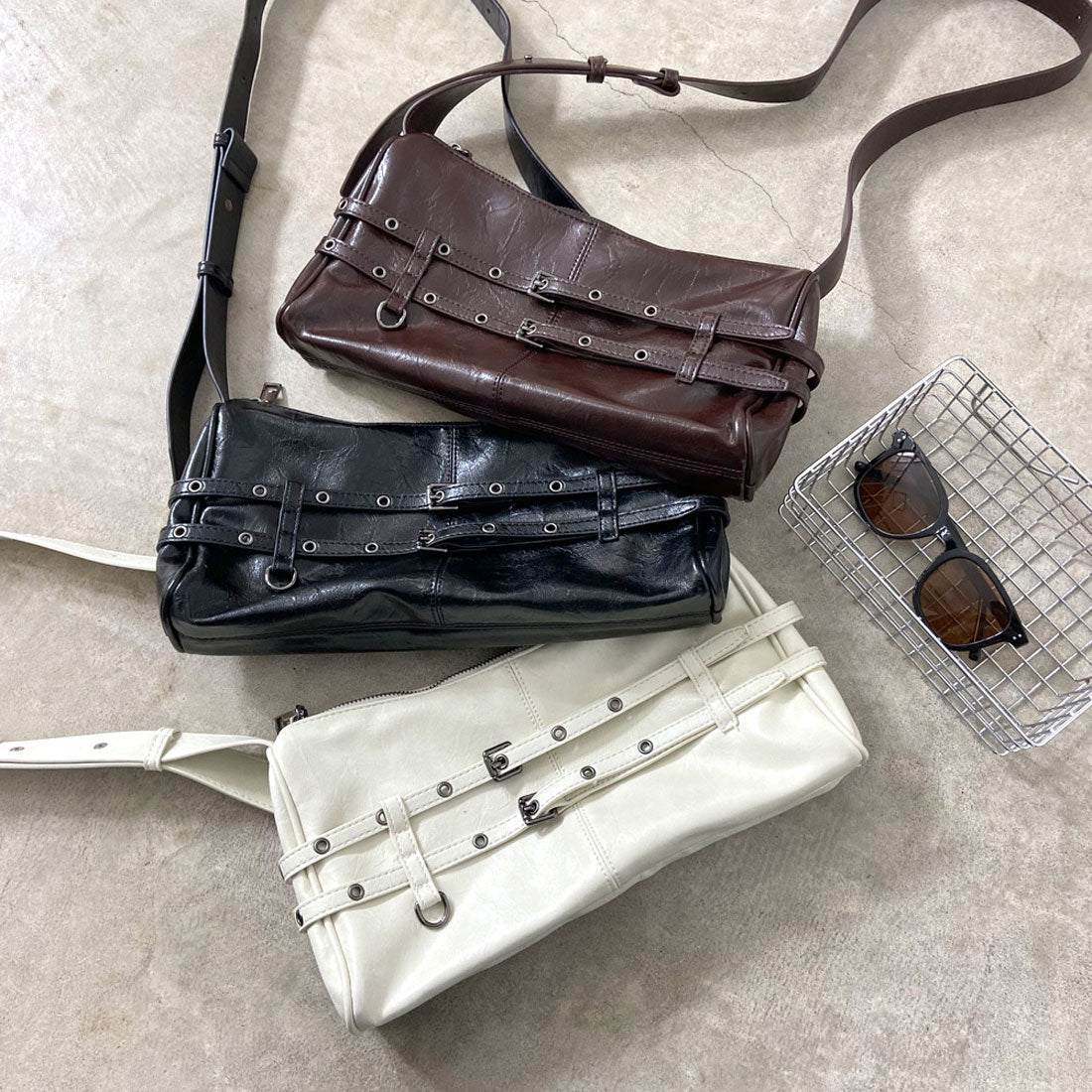 ノンヘッジ non-hedge 2連ベルトバッグ （ブラック） ブラック