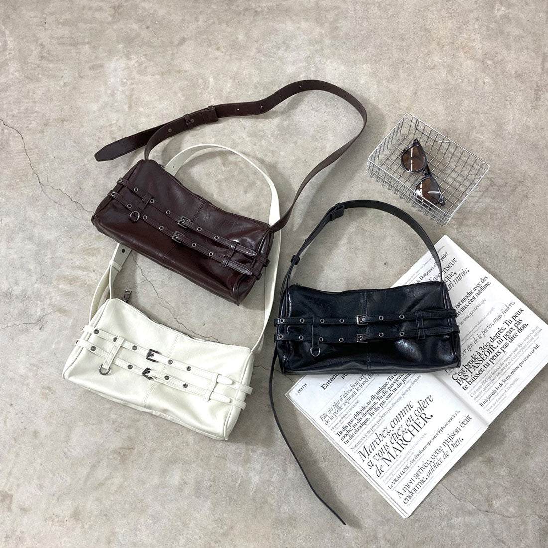 ノンヘッジ non-hedge 2連ベルトバッグ （ブラック） ブラック