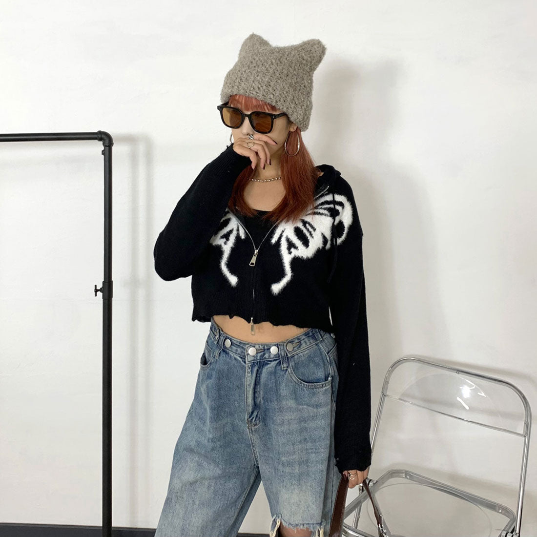 ノンヘッジ non-hedge ネコミミブークレニット帽