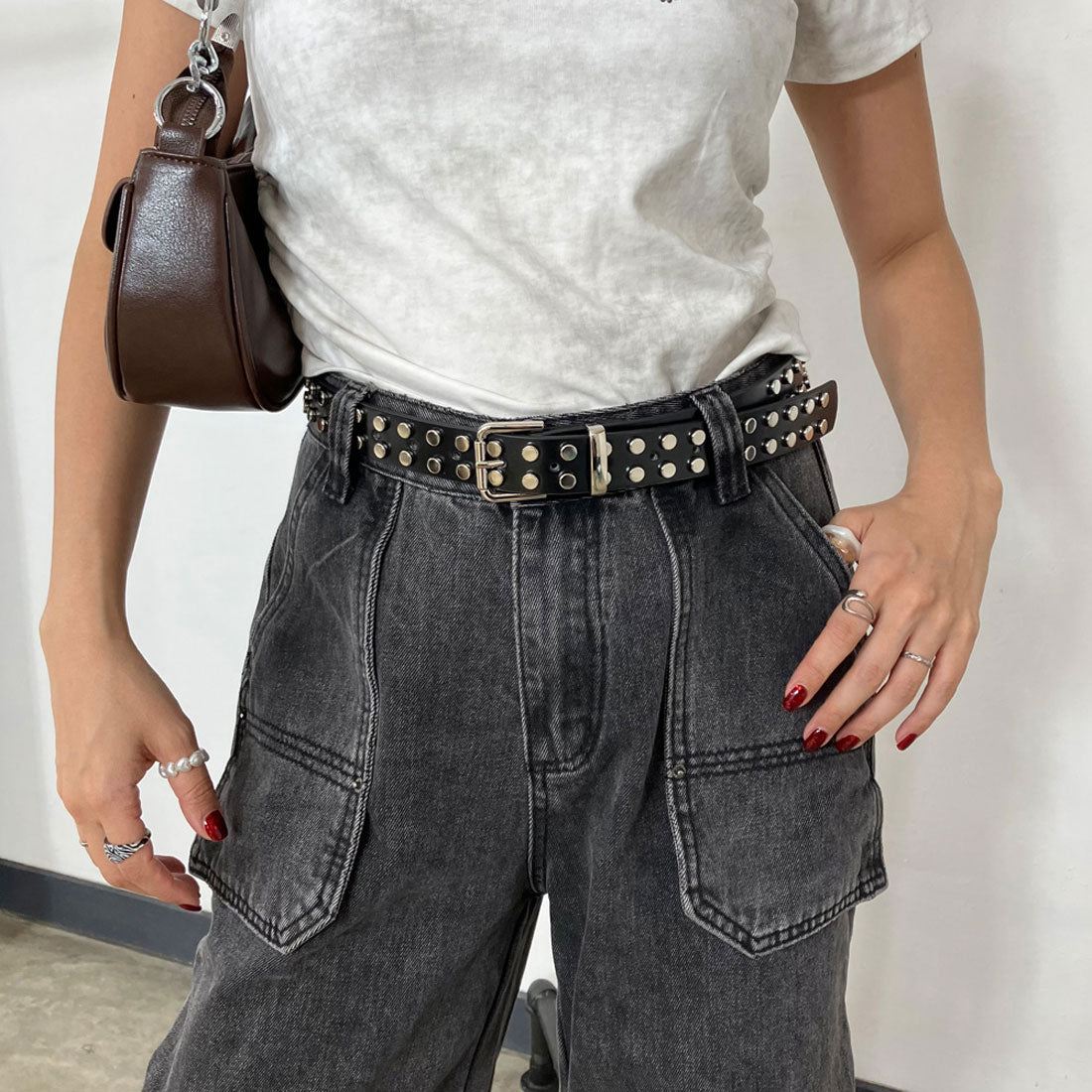 ノンヘッジ non-hedge Wスタッズベルト （ブラック） ブラック