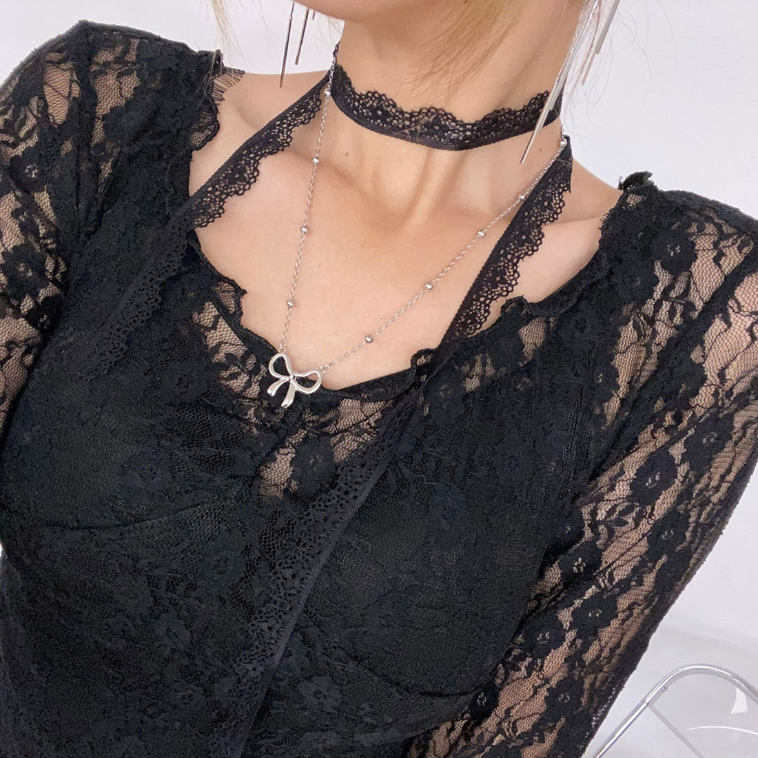 ノンヘッジ non-hedge リボンネックレス・ブレスレットセット （シルバー） シルバー
