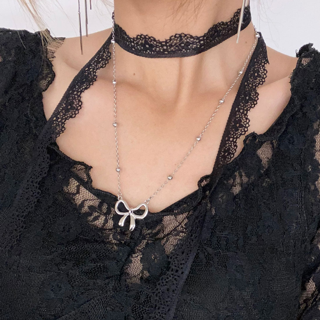 ノンヘッジ non-hedge リボンネックレス・ブレスレットセット （シルバー） シルバー