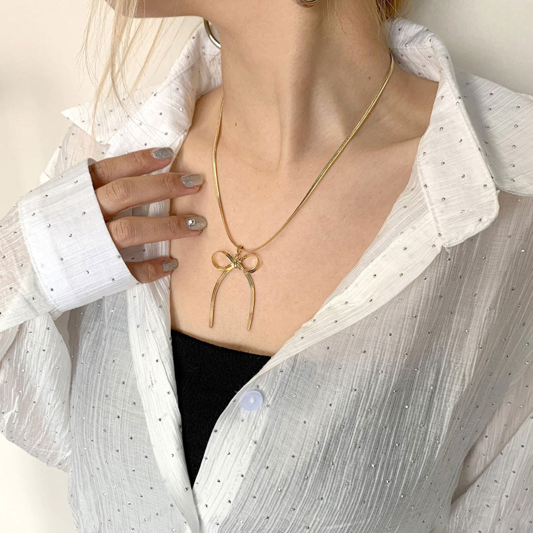 ノンヘッジ non-hedge チェーンリボンネックレス （ゴールド） ゴールド